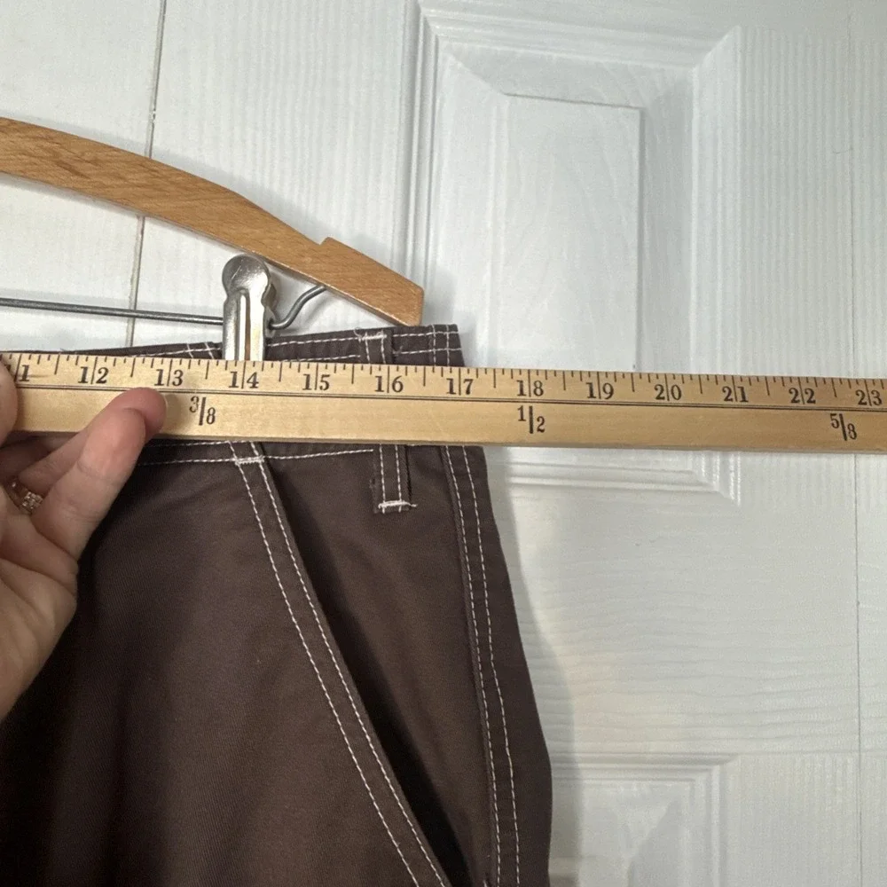 True Religion Baggy Cargo Pants 31 Brown Contrast Stitch Horseshoe Y2K Hip Hop